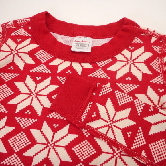 Hanna Andersson Kids 120 cm US 6-7 Red Scandi Snowflake Pajama Set Christmas - Picture 10 of 11